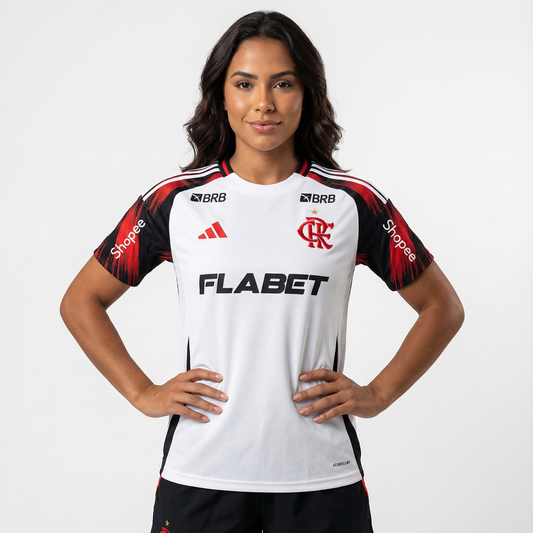 Camisa Feminina Flamengo 2025/26 Reserva Torcedor Com Patrocínios